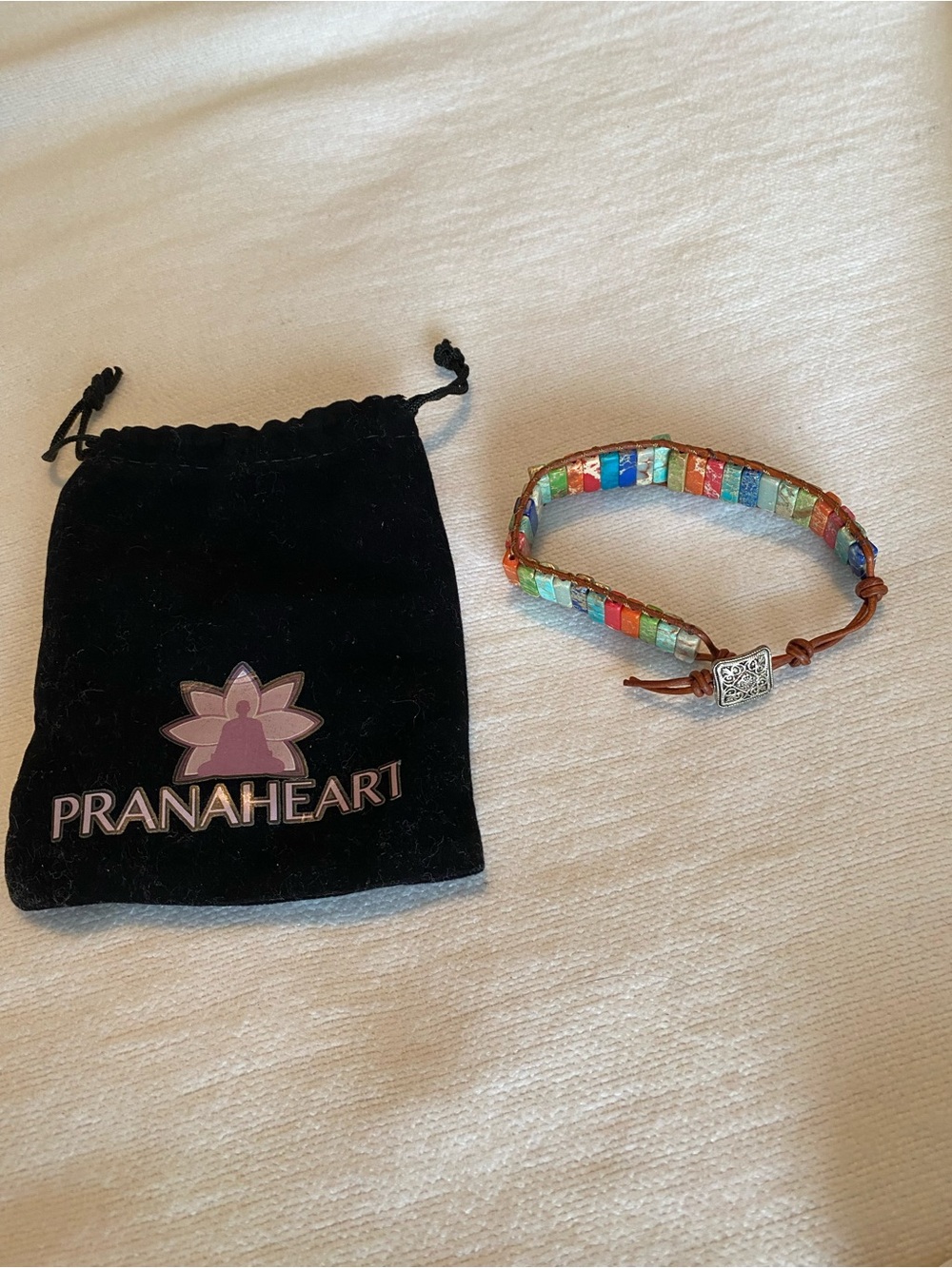 PranaHeart Yogi Multicolor Inlay Leather Wrap Bracelet